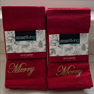 Smart Living Festive Holiday Red Napkins Set